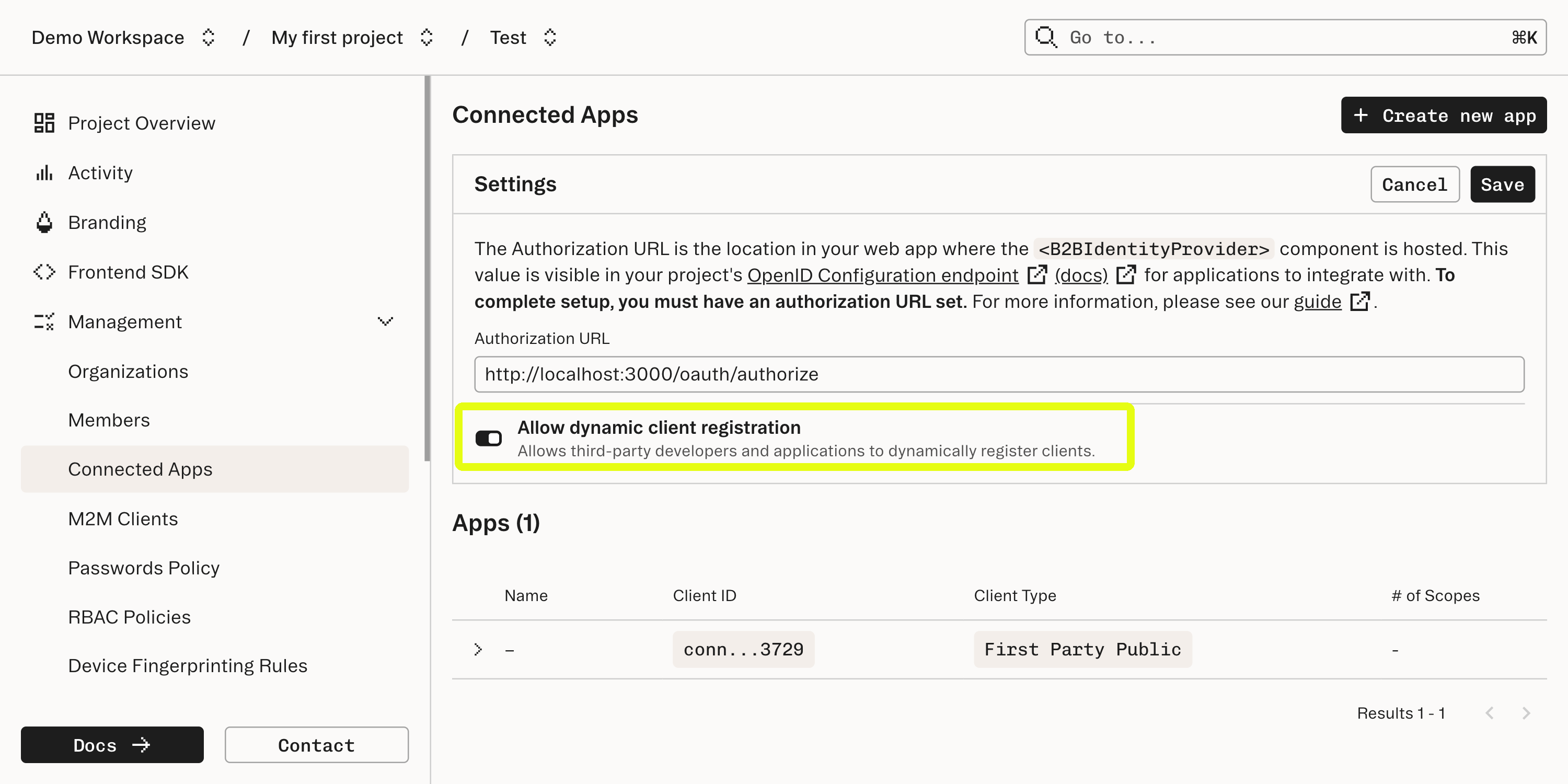 Allow dynamic client registration