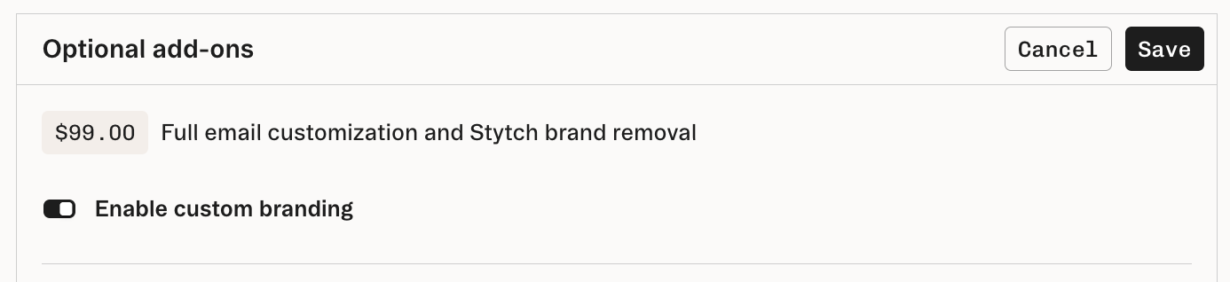 Enable the Stytch branding add-on