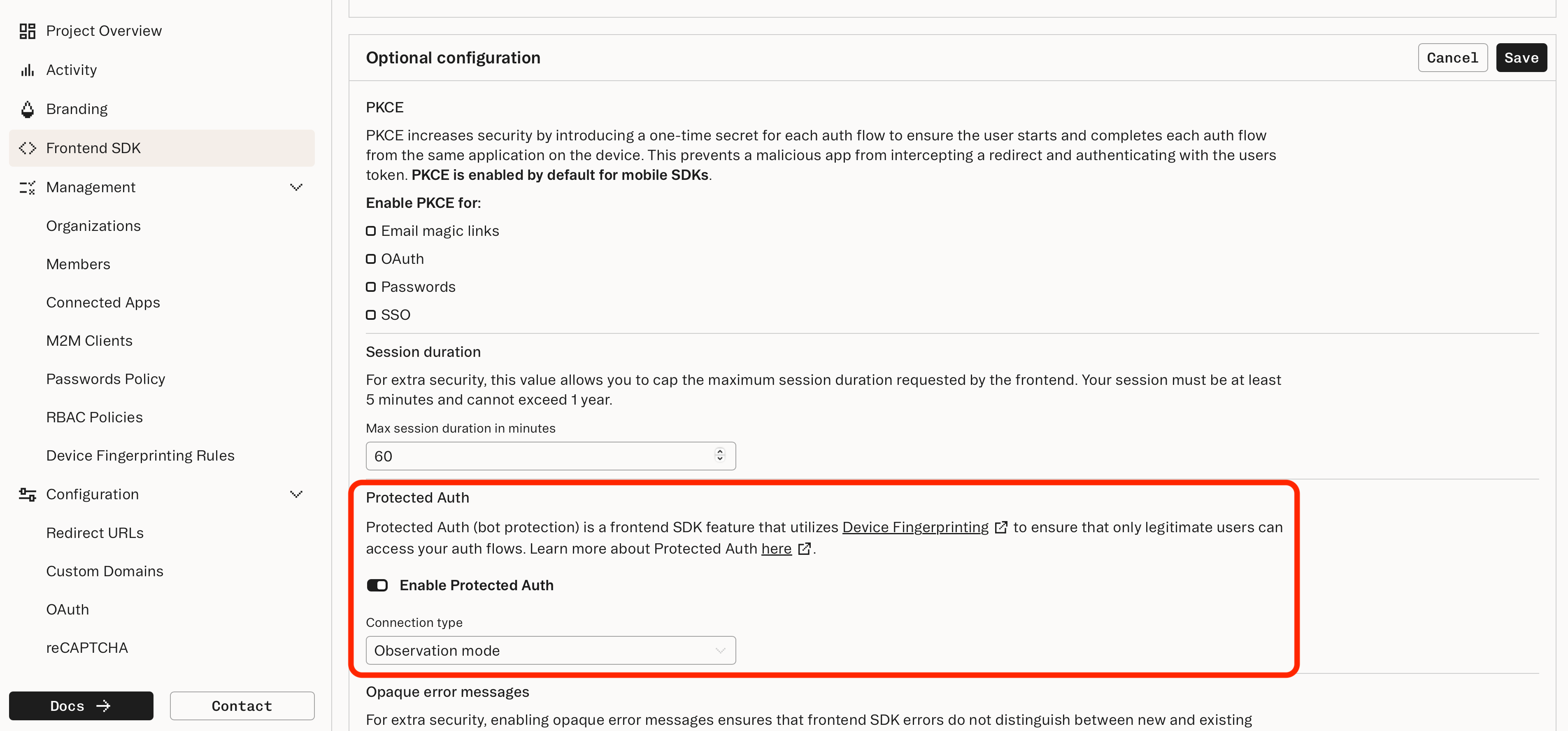 Turning on DFP Protected Auth