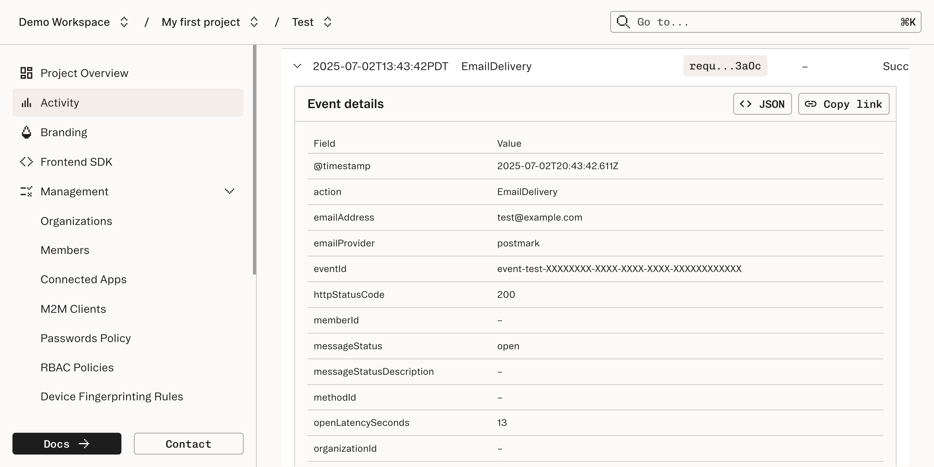 EmailDeliverability Event Logs