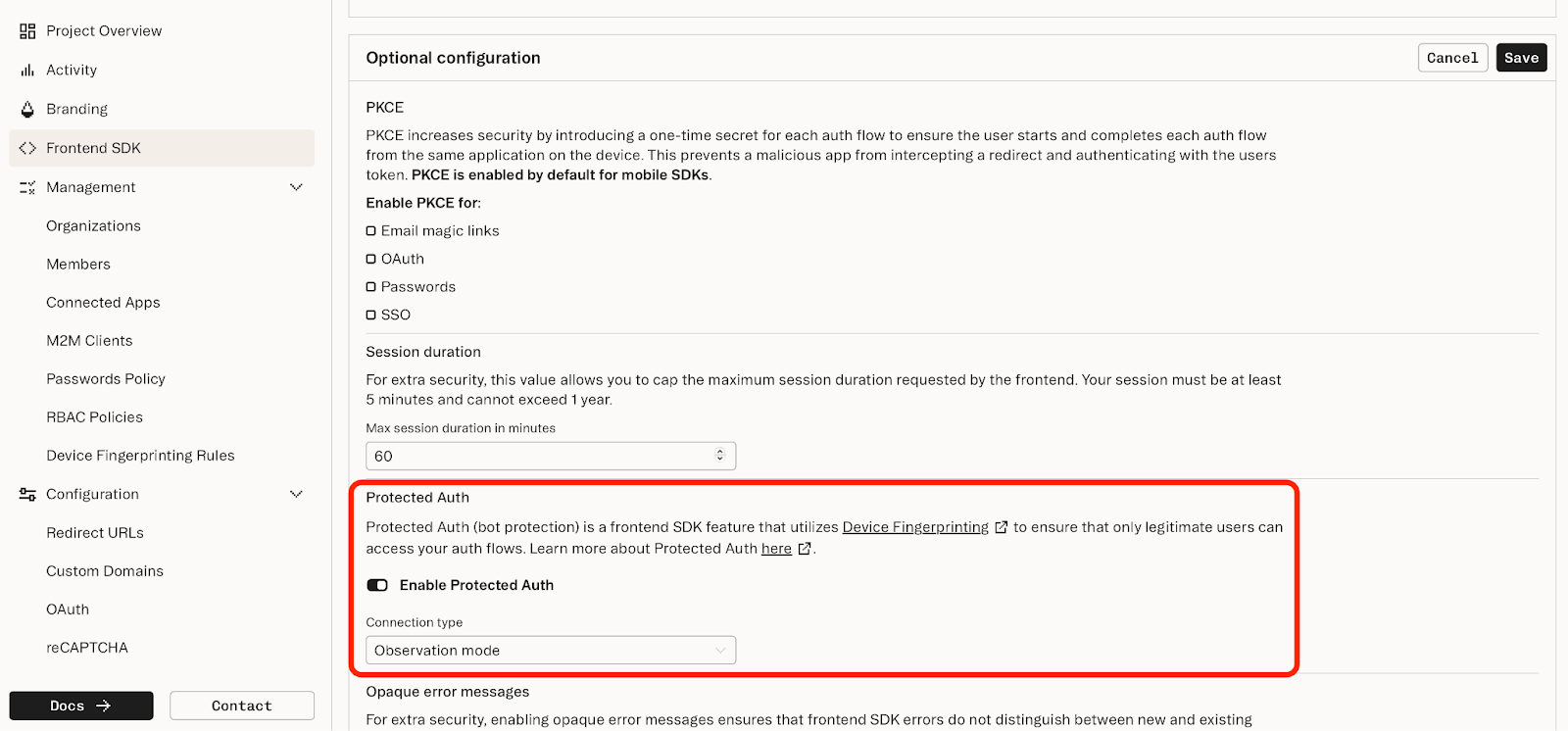 Enable Protected Auth Screenshot
