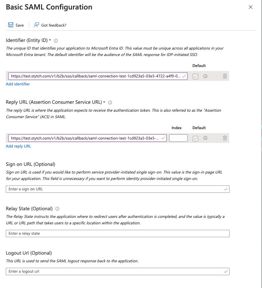 Entra Basic SAML Configuration