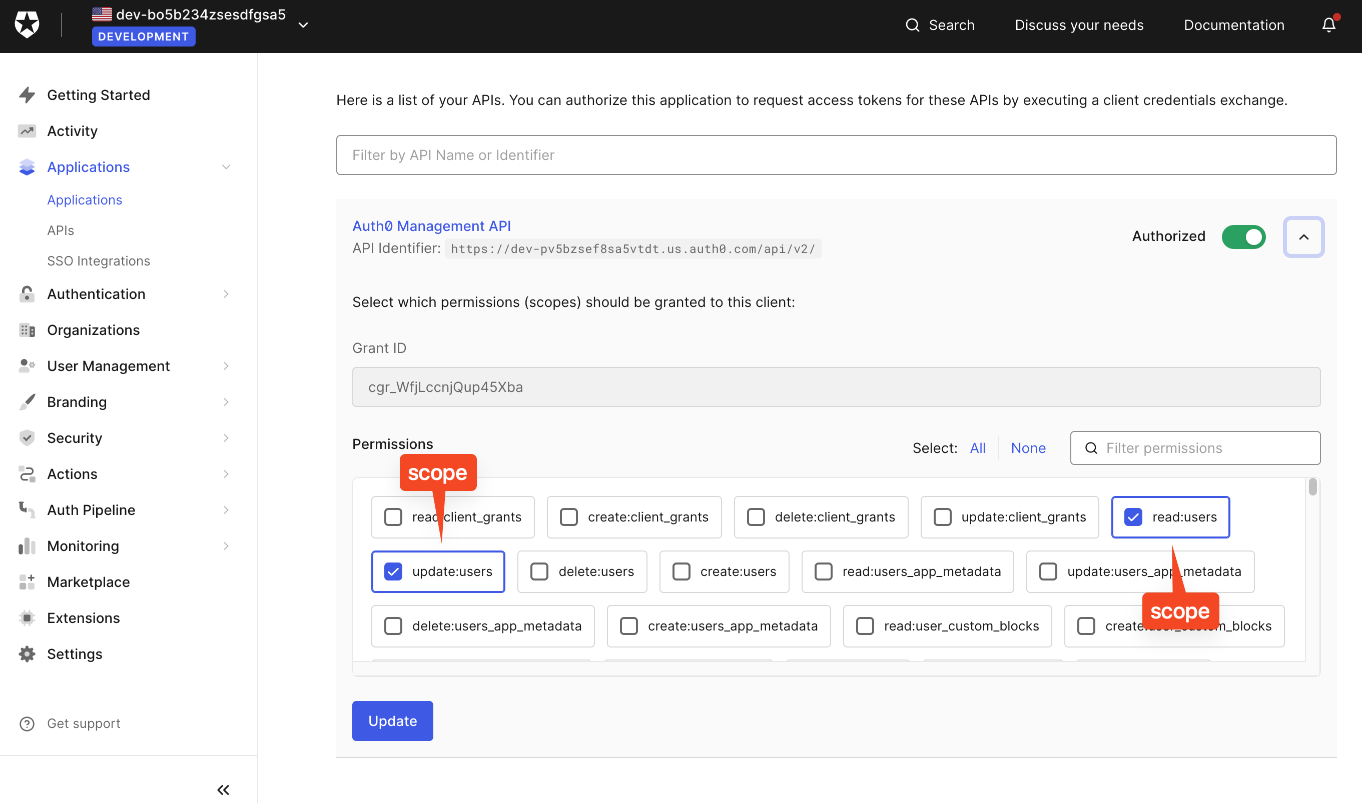 Auth0 permissions