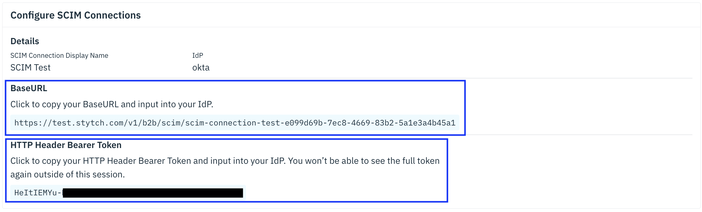 Stytch Okta SCIM Connection Credentials