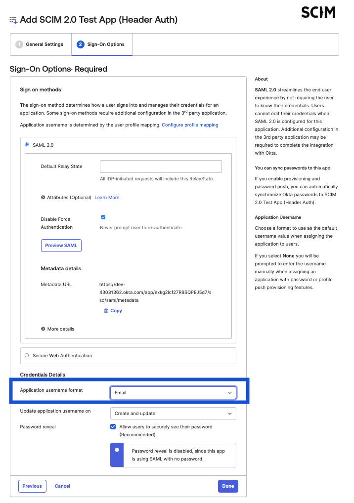 Use email for username in SCIM app