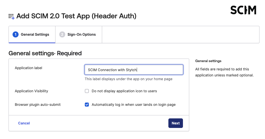 Name your standalone SCIM app